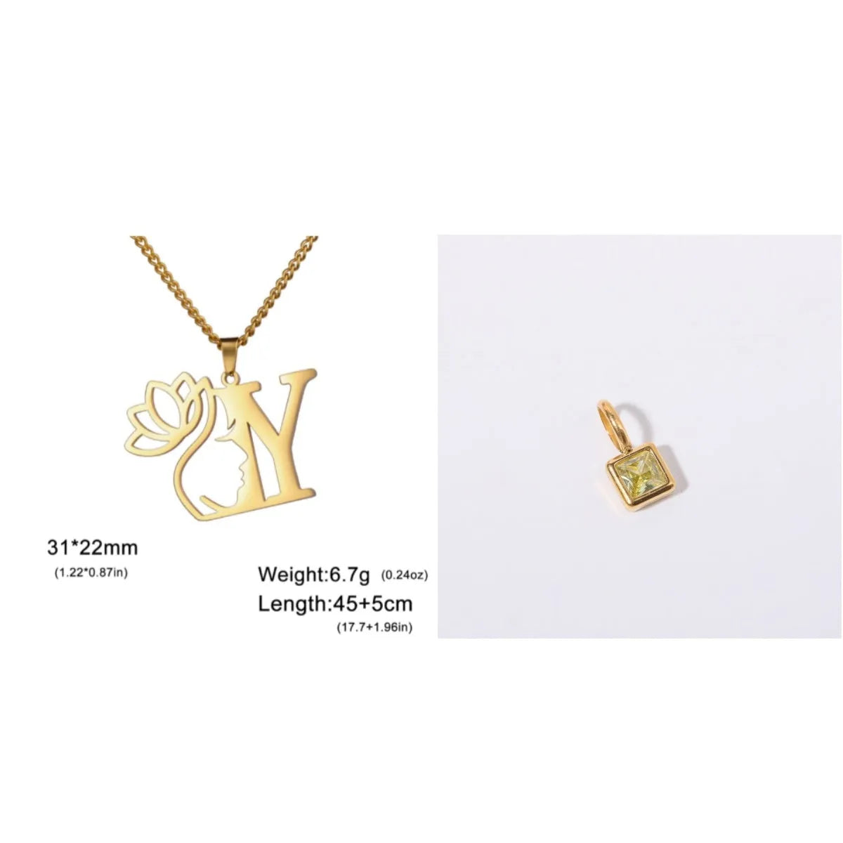 Stainless steel cross chain necklace with single pendant in gold or silver colour