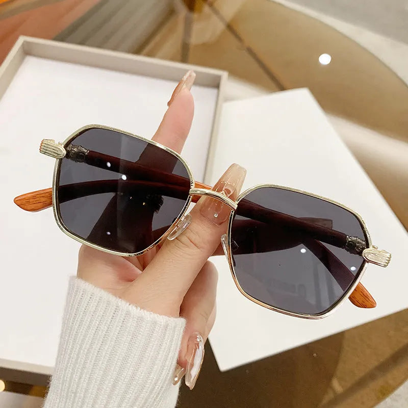 Gold alloy frame frameless trim fashion glasses with personality style design