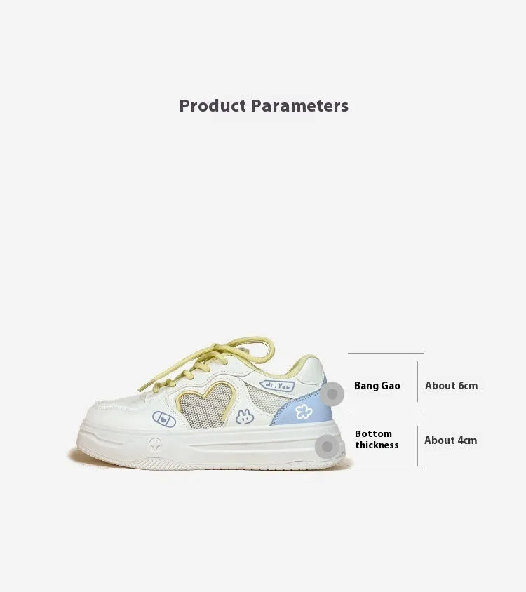 Summer mesh breathable casual sneakers in Meow Rabbit Sea Salt Cheese colour with lace-up closure