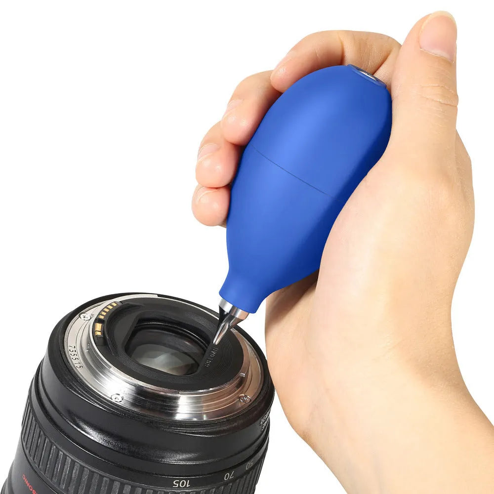 Black and blue rubber dust removal air blowing tool for cleaning cameras, phones and clocks
