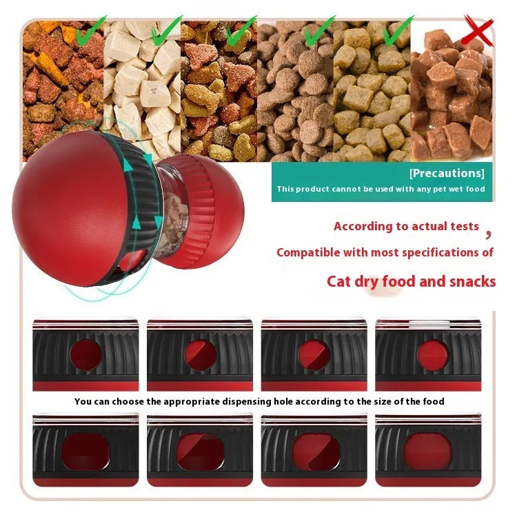 Plastic rotating cat toy with dropping ball mechanism in Super Ball colour