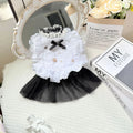 White polyester princess-style gauze skirt for small to medium dogs with tulle fabric details