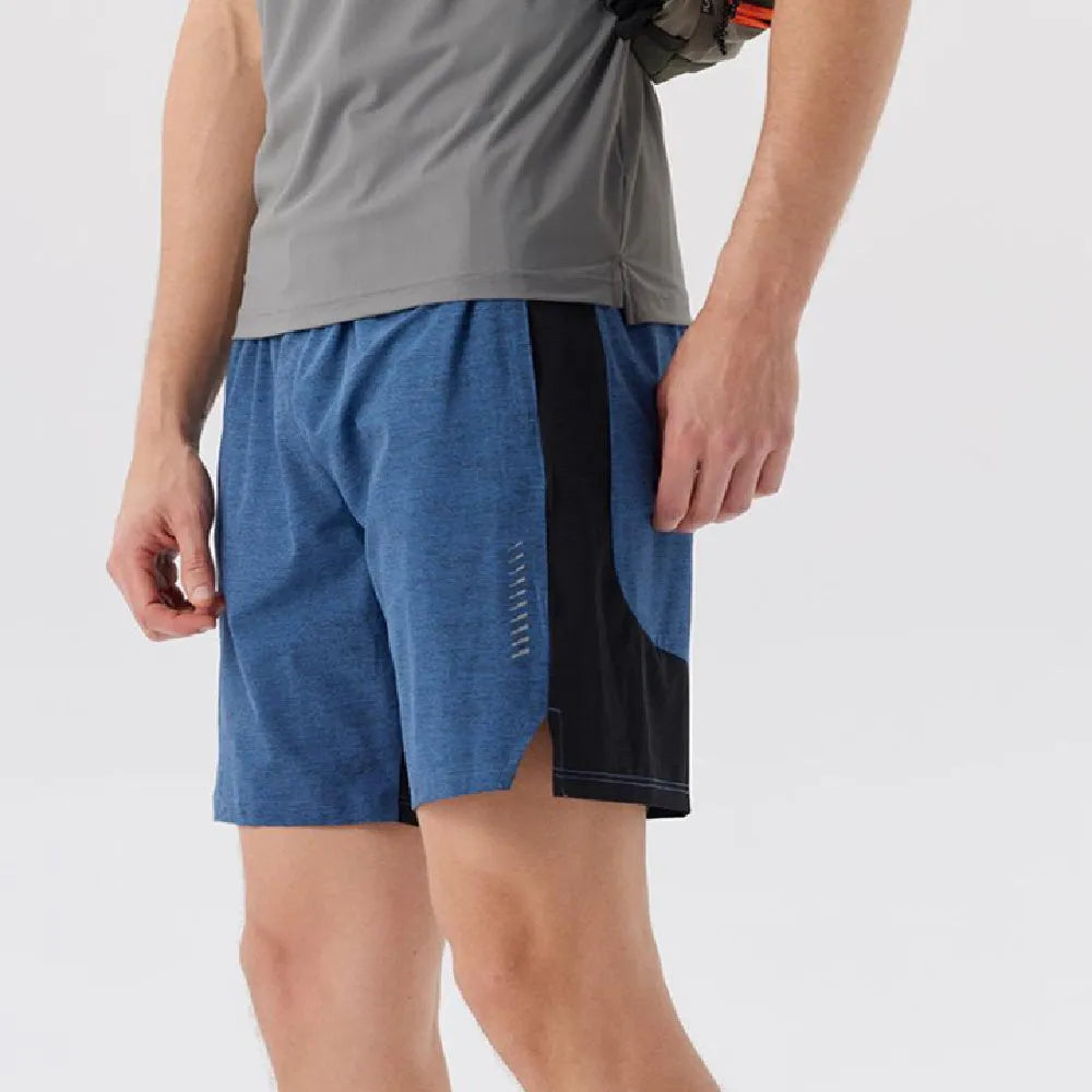 Men's forest green five-point single layer spandex casual shorts on a mid-waist
