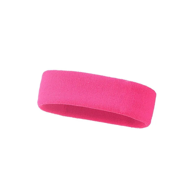 Solid colour elastic sports anti-sweat headband made from polyester spandex.