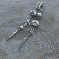 Hesheng geometric antique silver rhinestone pendant earrings with long drop design