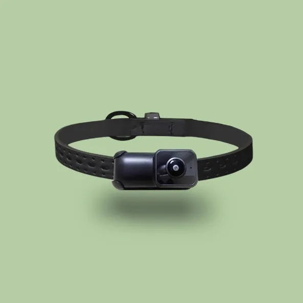 Black Wi-Fi camera neckband wireless recorder with compact design showing TYPE-C port