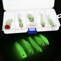 Set of 5 fluorescent simulation hard bait fishing lures with 3D submerged luminous design