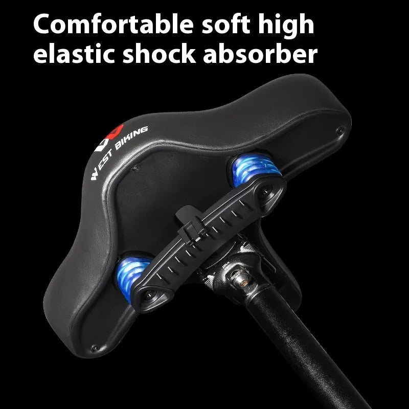 Black leather mountain bike saddle cushion with polyurethane foam padding