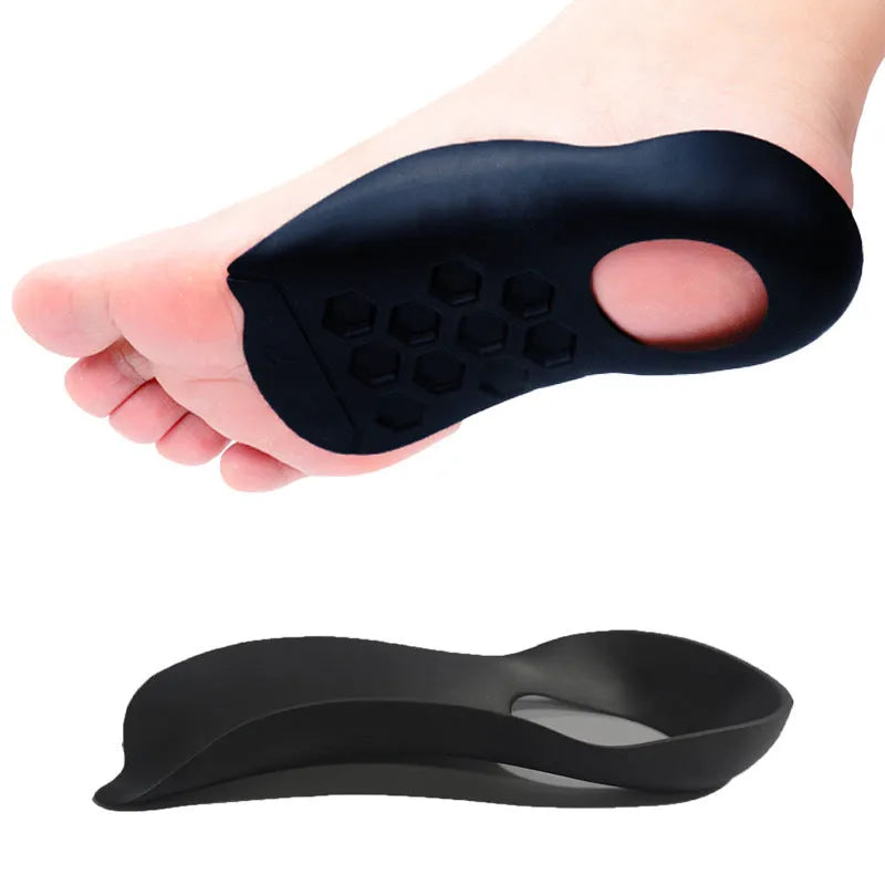 TPR arch support varus correction insole in white, black, and skin colour options.