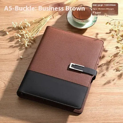 A5 soft leather notebook with PU cover and wood-free paper in choice of five colours