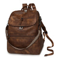 Retro college backpack with curved shoulder straps in multiple colour options including black, blue, grey, and coffee tones