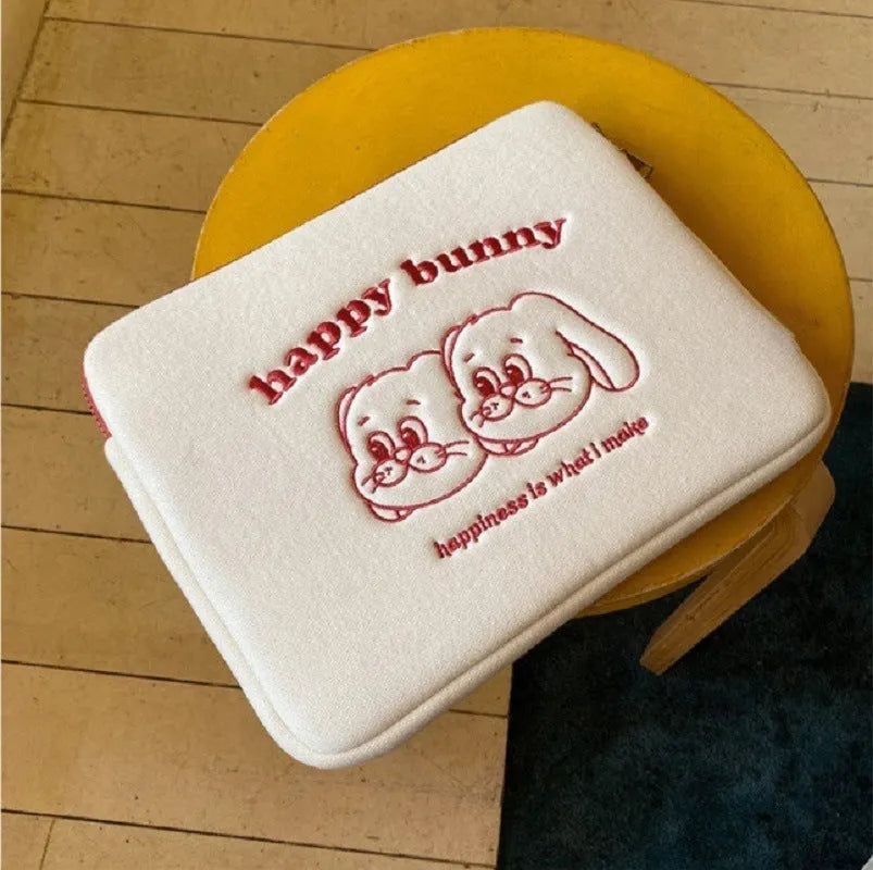 Embroidered animal design laptop sleeve in polyester with puppy pattern for 13-15 inch laptops