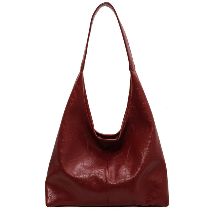 Soft PU leather casual shoulder bag with sandwich pocket in choice of five colours