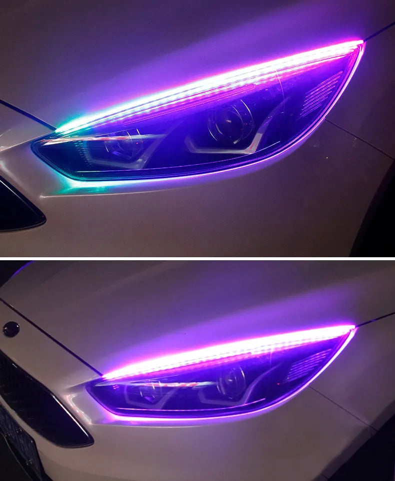 Remote control and RGB LED daytime running light strips in 30cm, 45cm, 60cm sizes for General Motors cars.