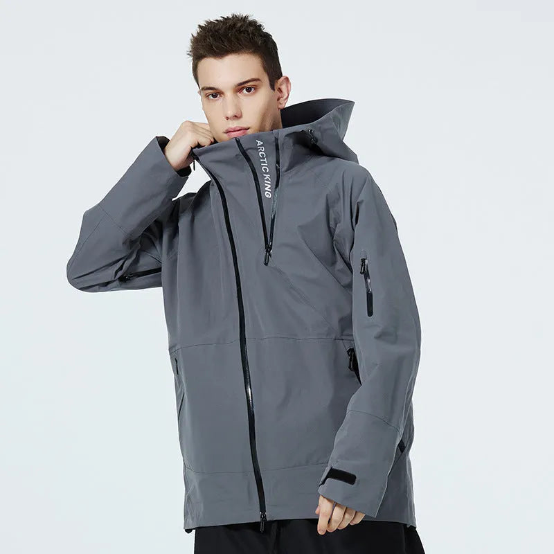 Thin-profile ski suit for men and women with windproof waterproof veneer double plate construction