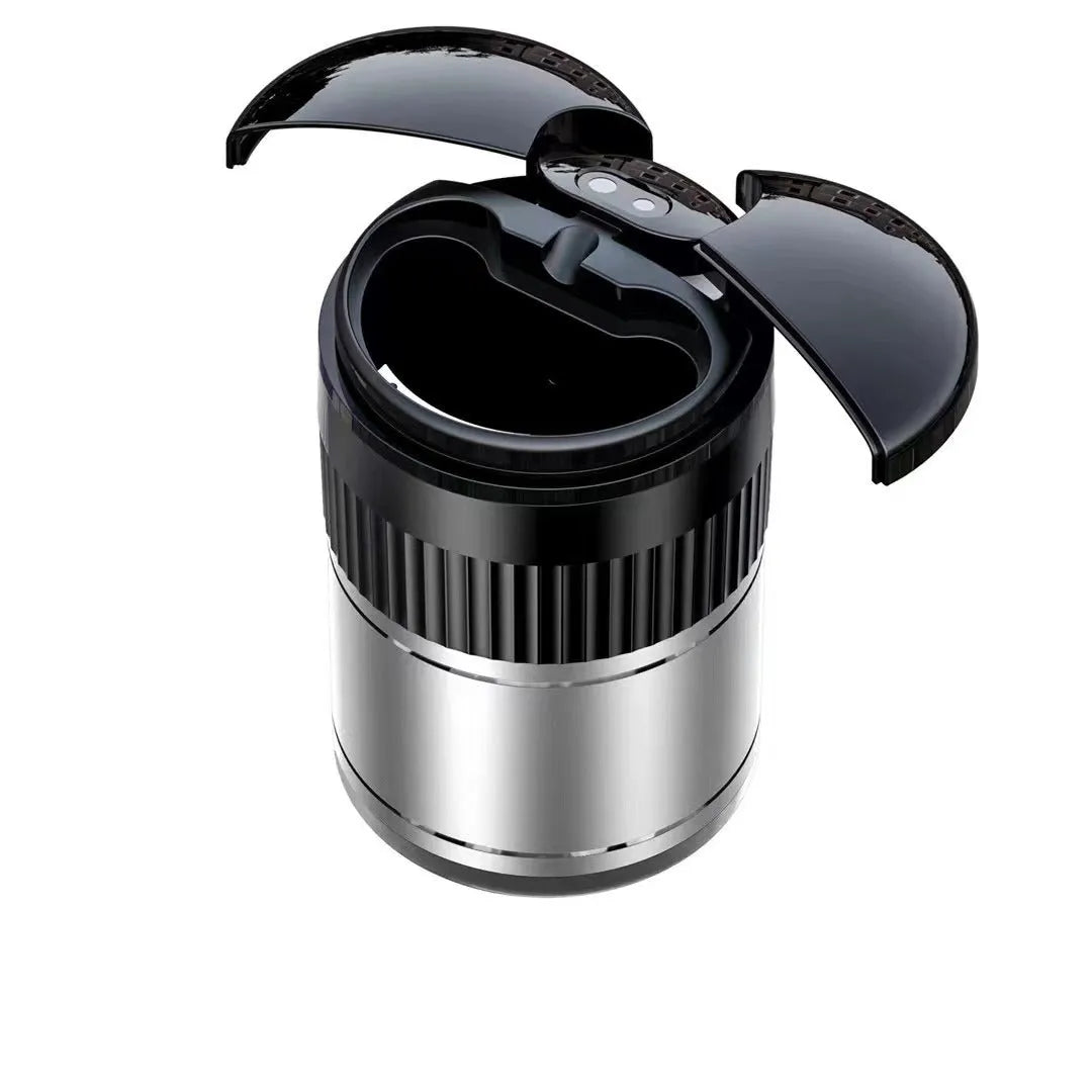 Automatic car smart ashtray with metal construction and touch controls
