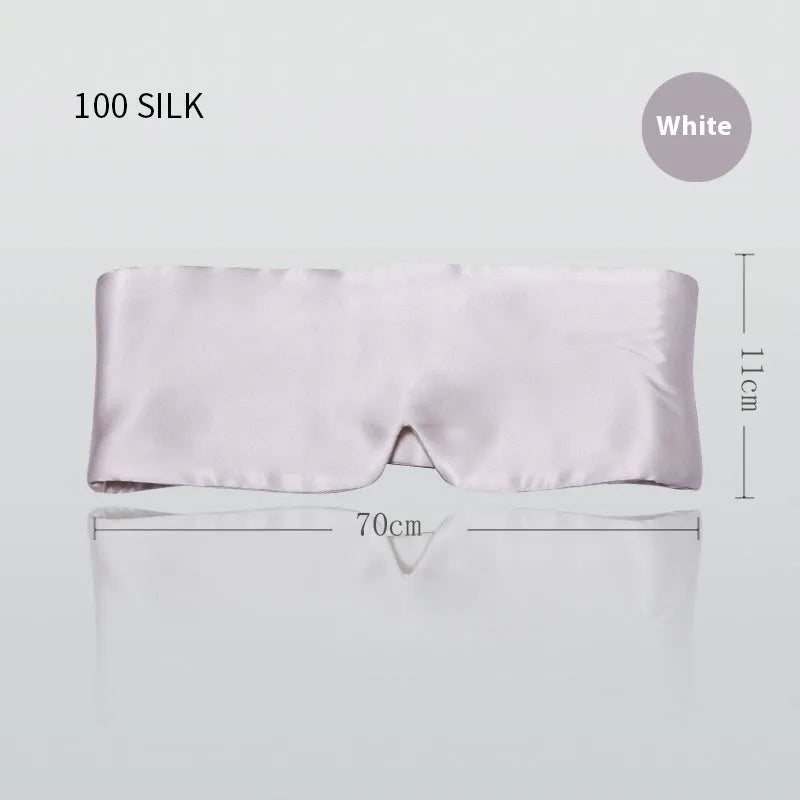 Mulberry silk sleep eye mask shown in multiple colours including black, champagne gold, and navy blue.
