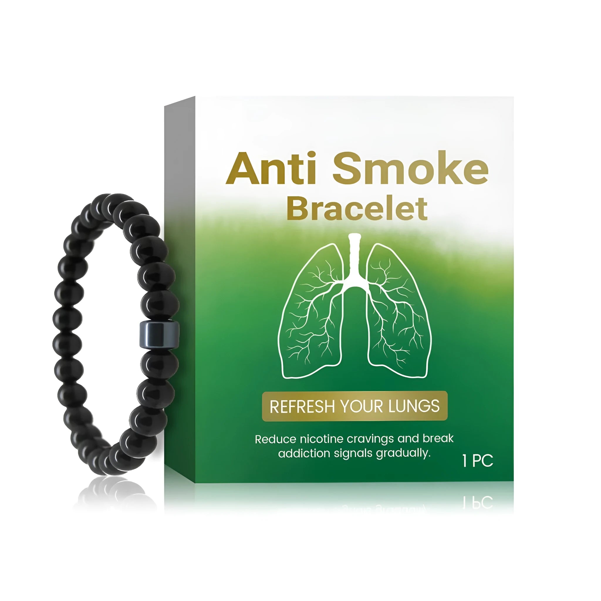 Adjustable men's bracelet with black gallstone and glass stones on wrist
