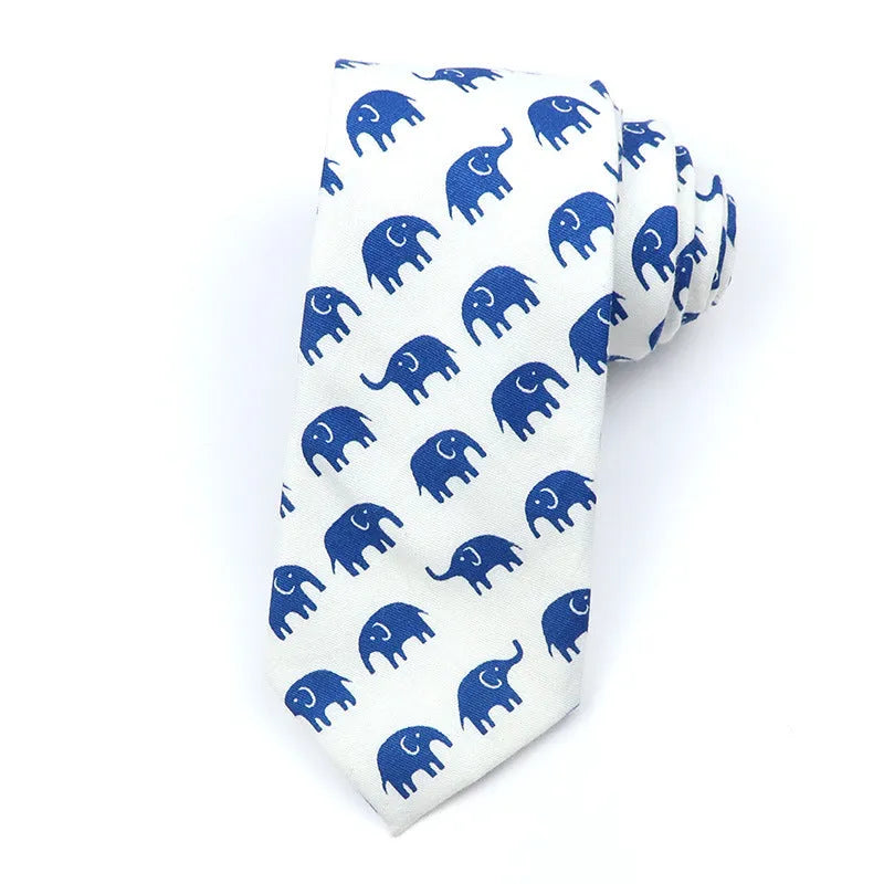 Korean style narrow men's cotton bow tie with cartoon pattern printing in multiple colour options