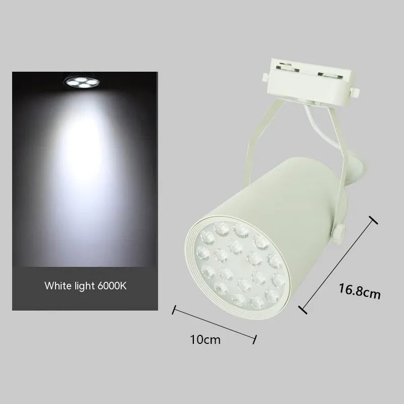 LED track spotlight with aluminium shell on lighting track for shop display illumination