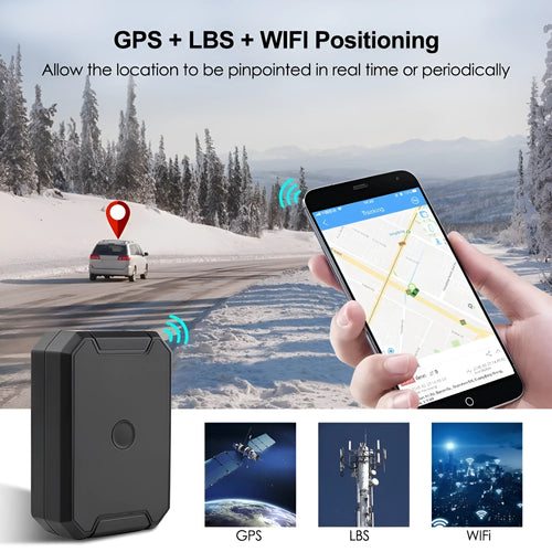Black GPS car locator device with a 6000mAh battery and ceramic antenna.
