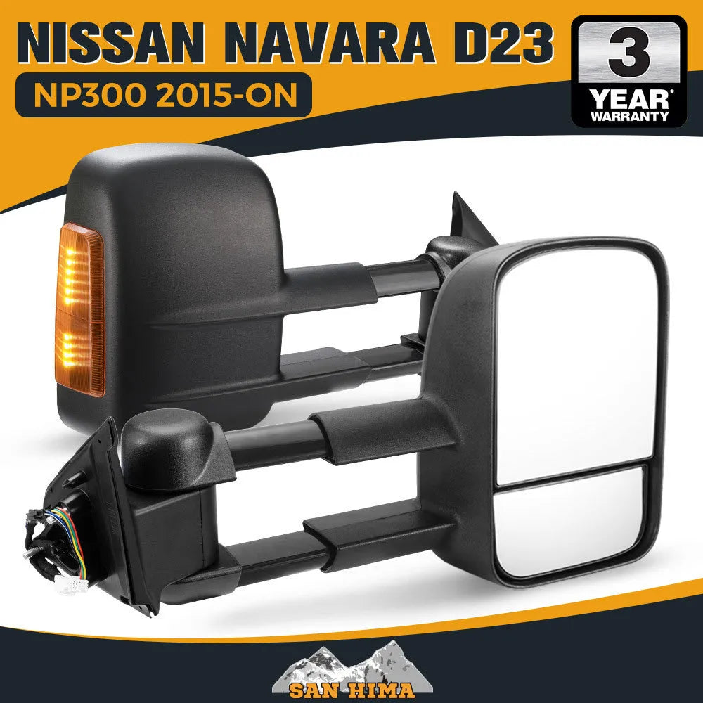 Black electric exterior rear vision mirror with LED light for Nissan NP300 D23 2015-on models