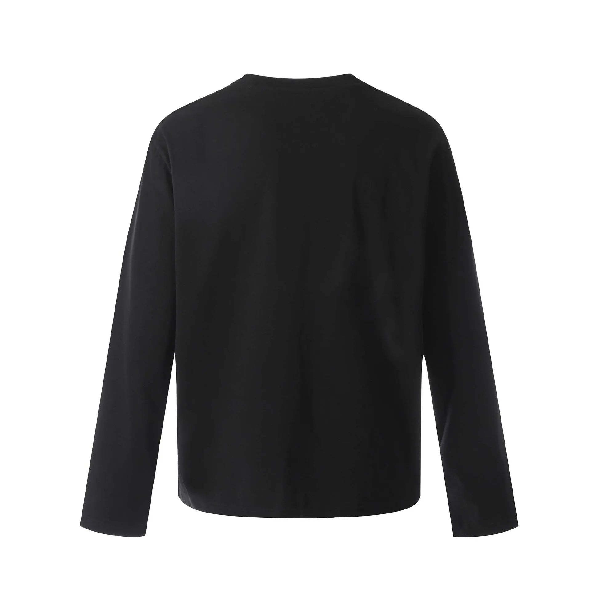 Men's loose retro style cotton long-sleeve t-shirt in black and grey colours