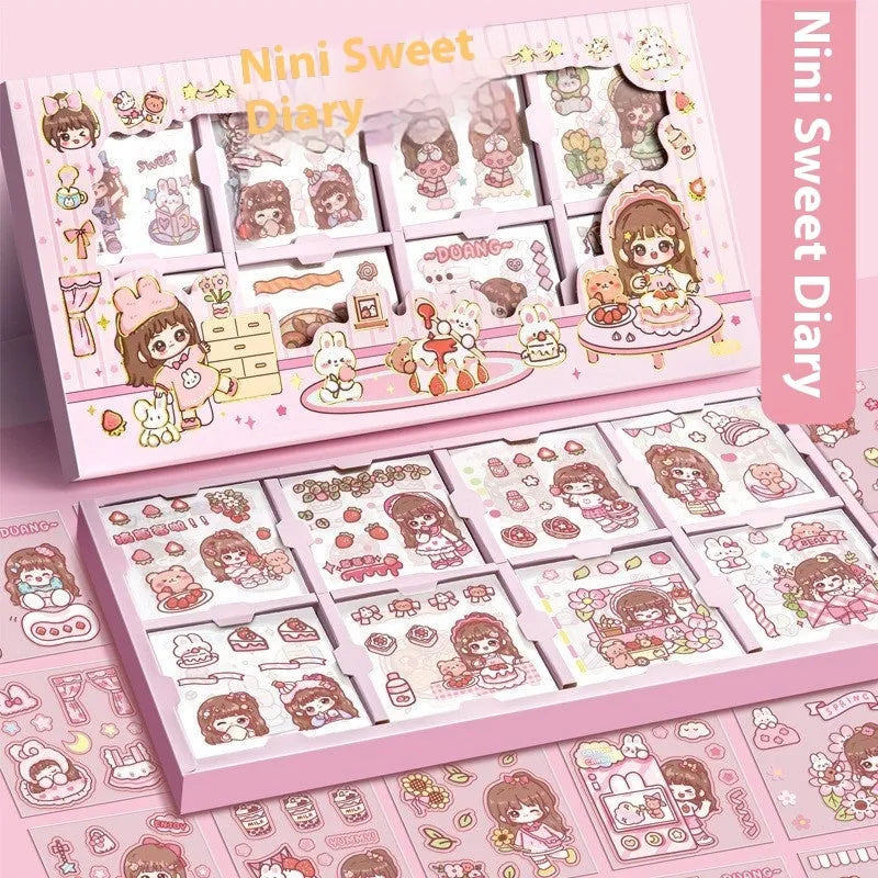 Children's goo card sticker book with five character theme designs