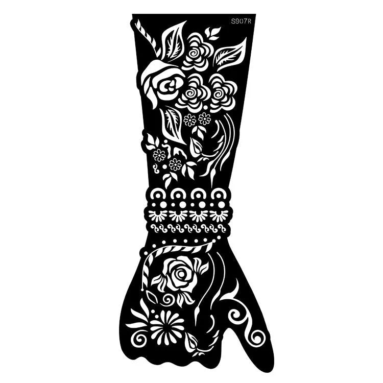 Hollow geometric tattoo sticker sheet with 30 machine-cut 3D paper carving patterns