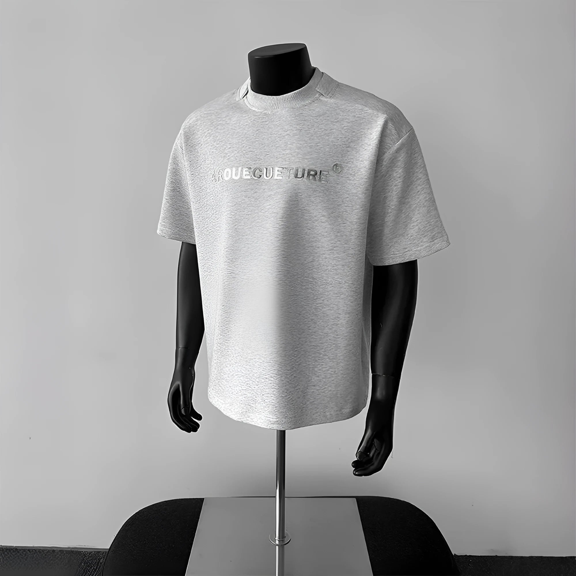 Men's white cotton short sleeve pullover shirt with regular sleeves on hanger