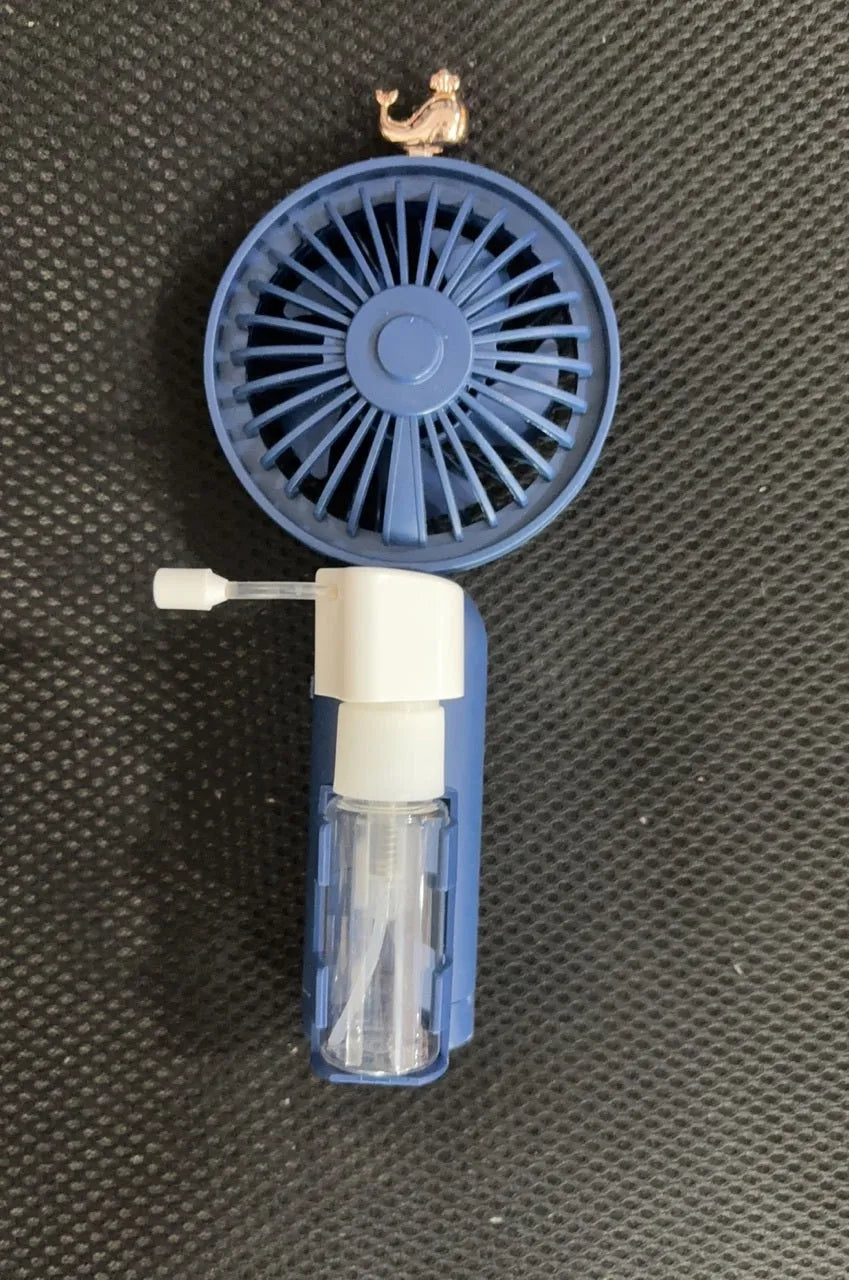 USB rechargeable plastic desk fan in five colour options showing 20 cm blades