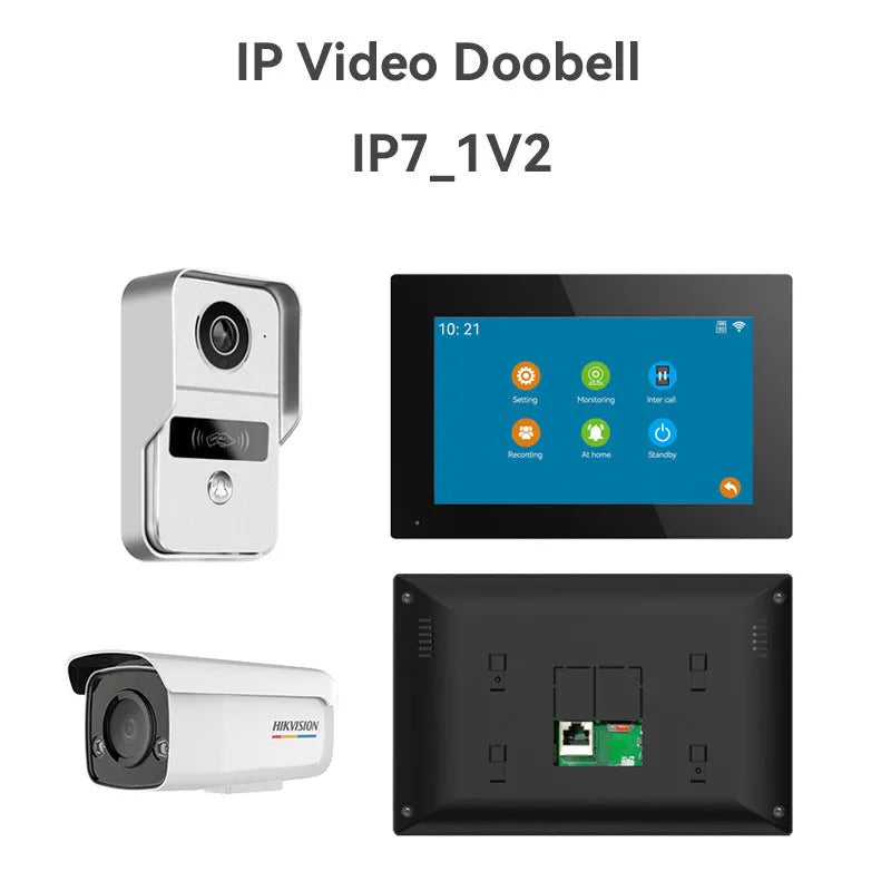 1080P network video intercom doorbell system with 10-inch display screen and colour HD camera