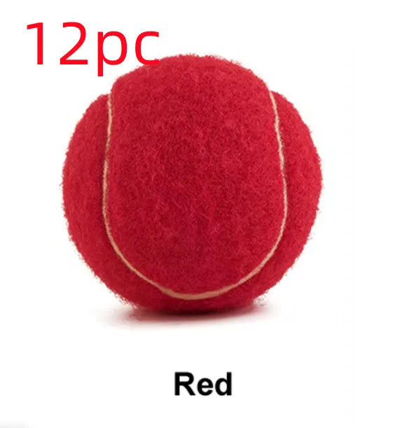 Bright coloured, bite-resistant rubber tennis ball for dogs, 6.3 cm in diameter.