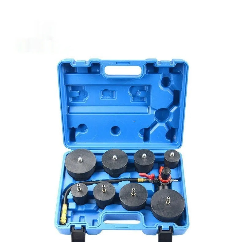 Nine-piece set turbo test instrument in alloy steel with blow box case for automotive turbocharger leak detection