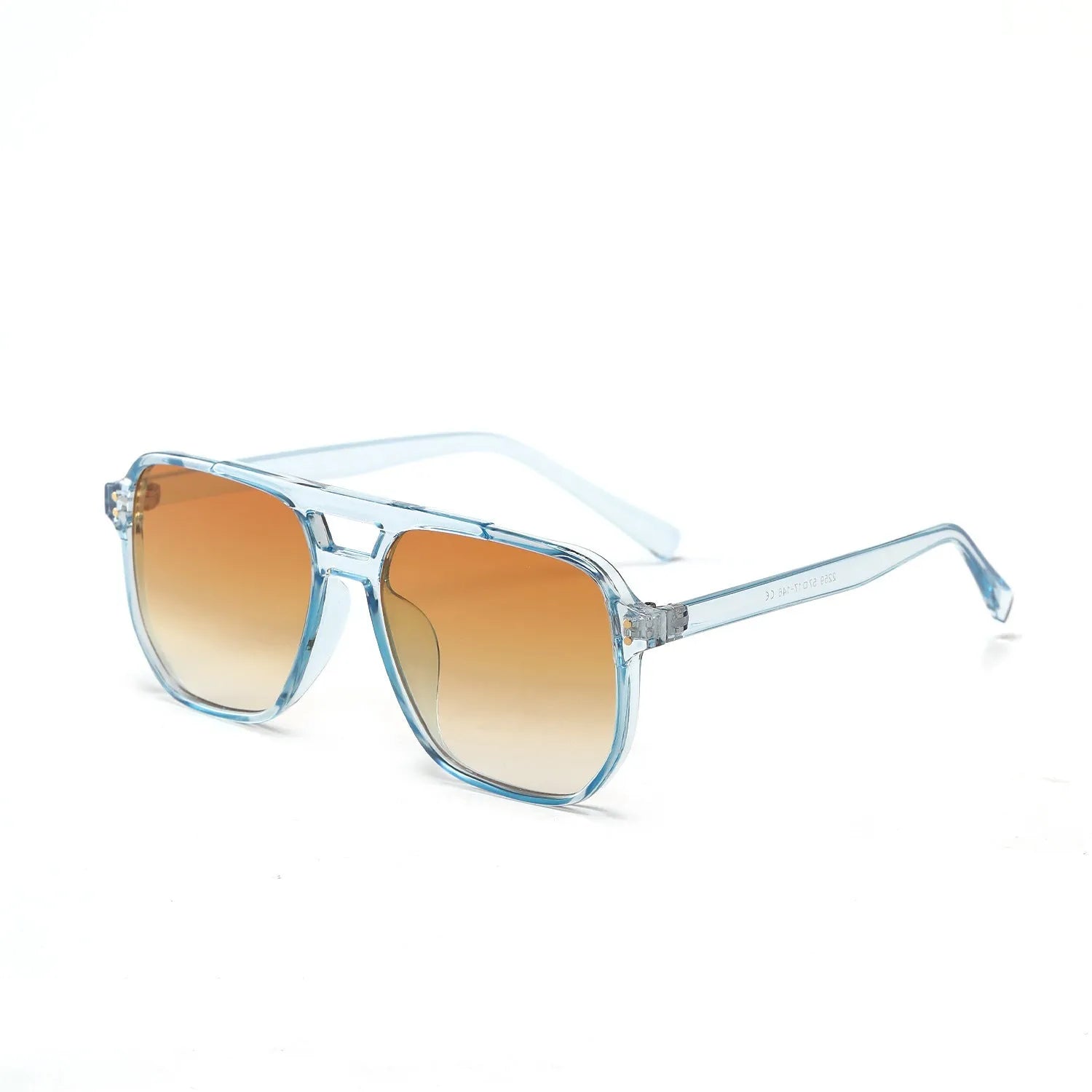 Women's square double beam fashion sunglasses with UV400 protection in light tea colour