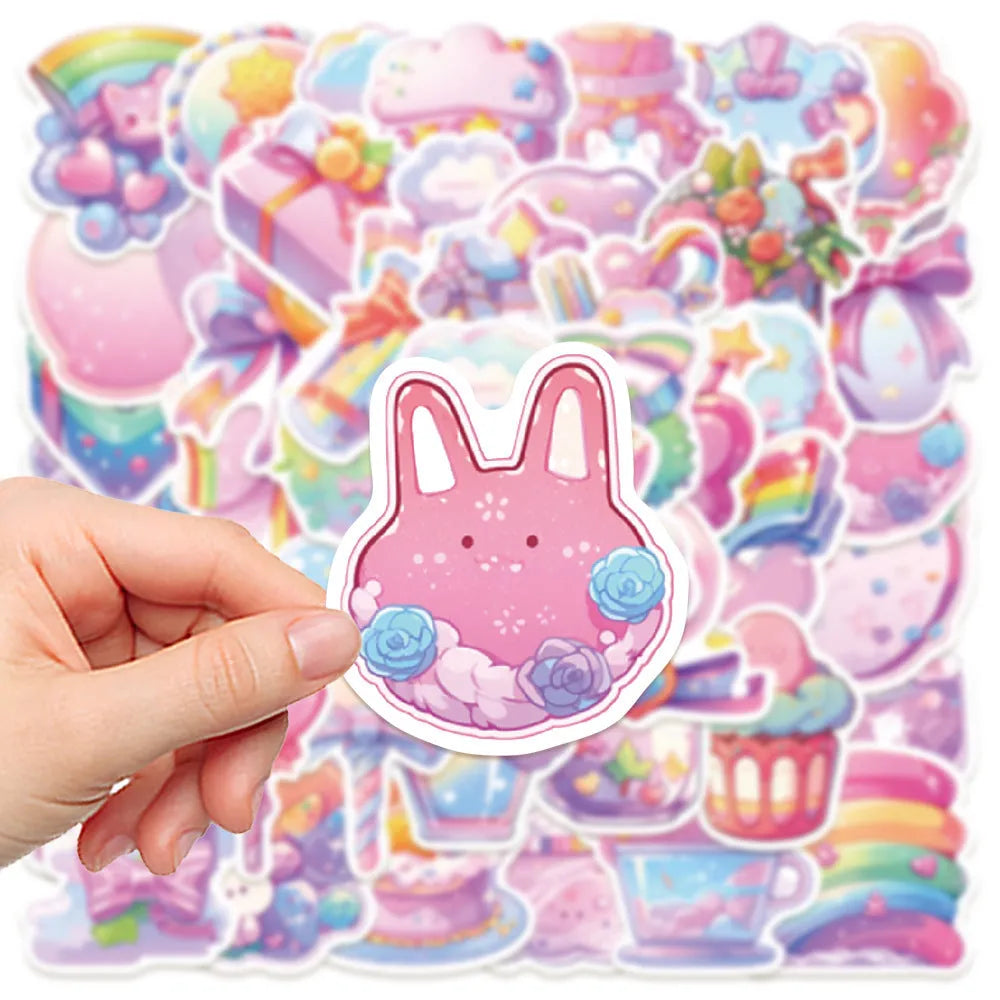Pack of 50 fresh candy theme cute small object waterproof decorative stickers.