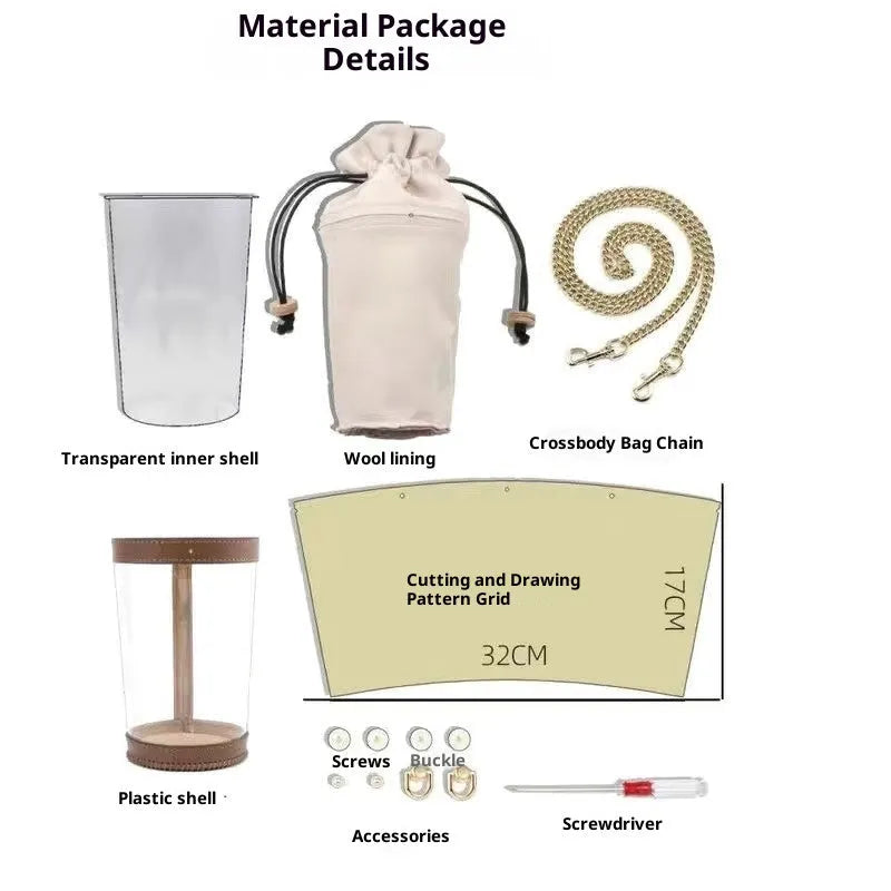 Set of three brown PVC bucket bags with chain crossbody straps, displayed together showing Brown 1, Brown 2, and Brown 3 shades.