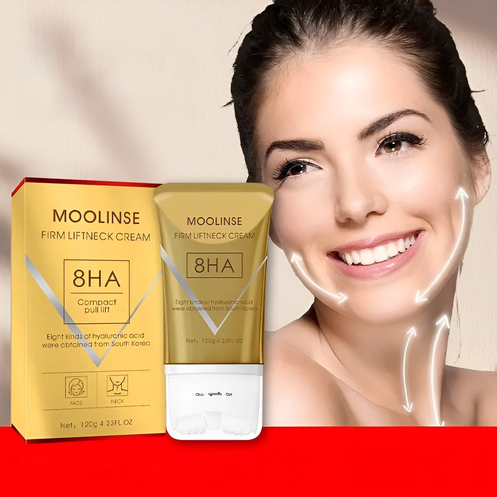 Neck moisturising cream with roller applicator for dry skin care treatment