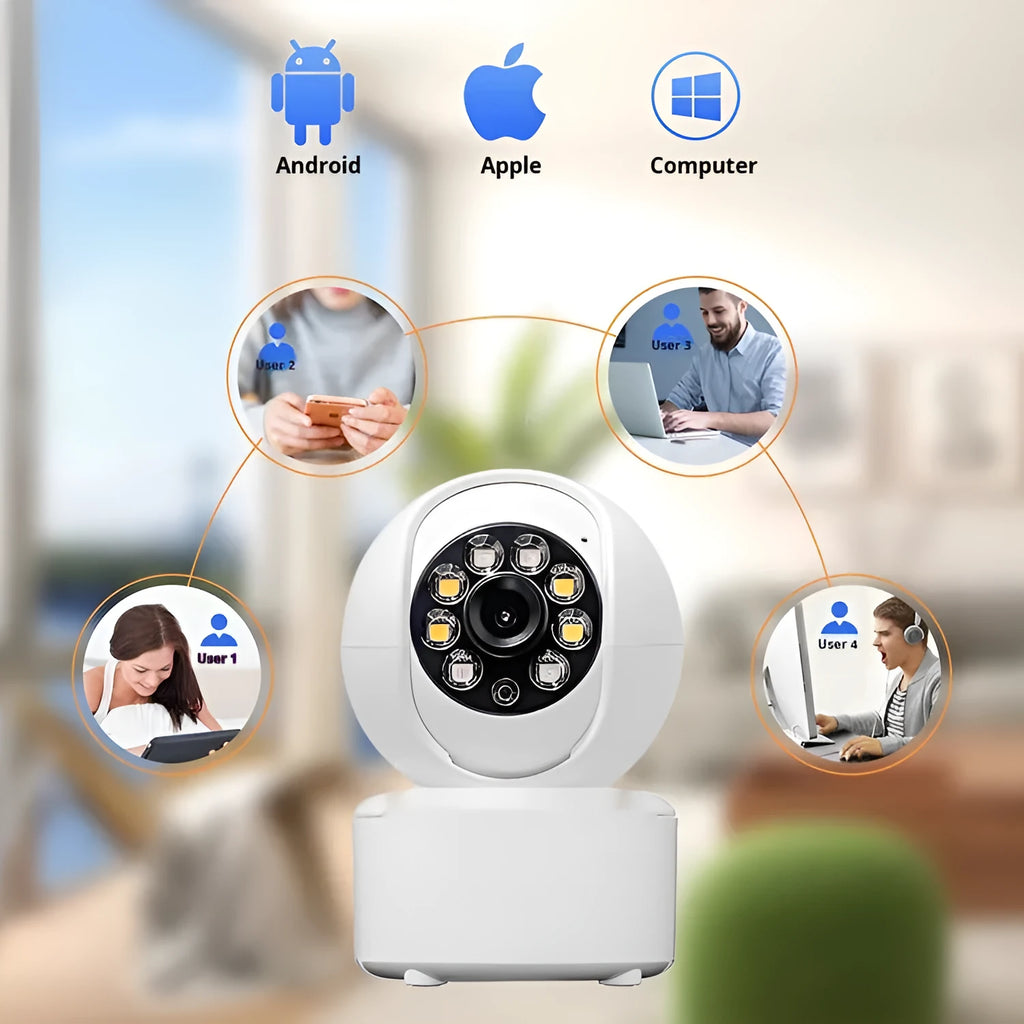 1080p HD WiFi Bluetooth home security camera with ceiling mount and dual-light panoramic monitoring
