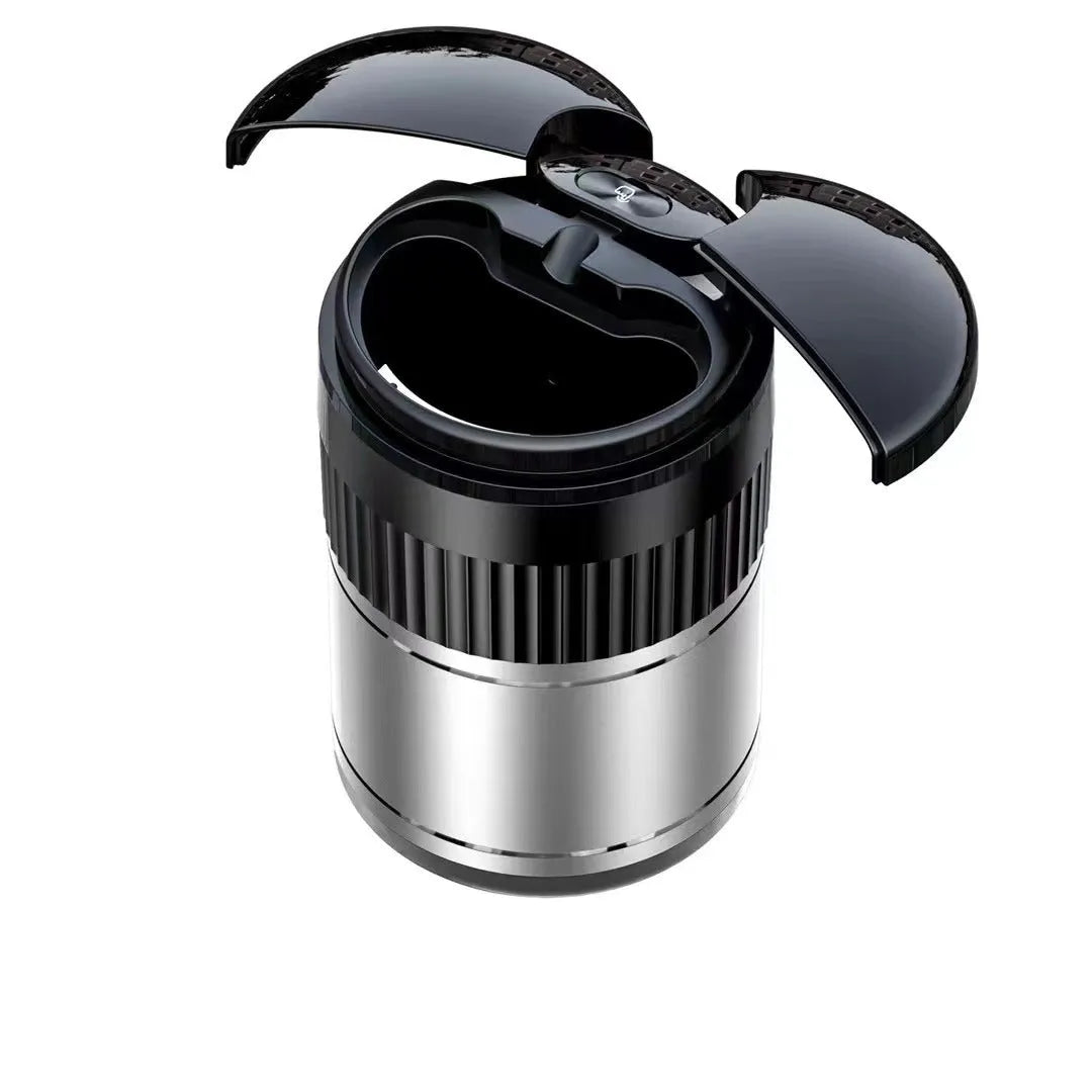 Automatic car smart ashtray with metal construction and touch controls