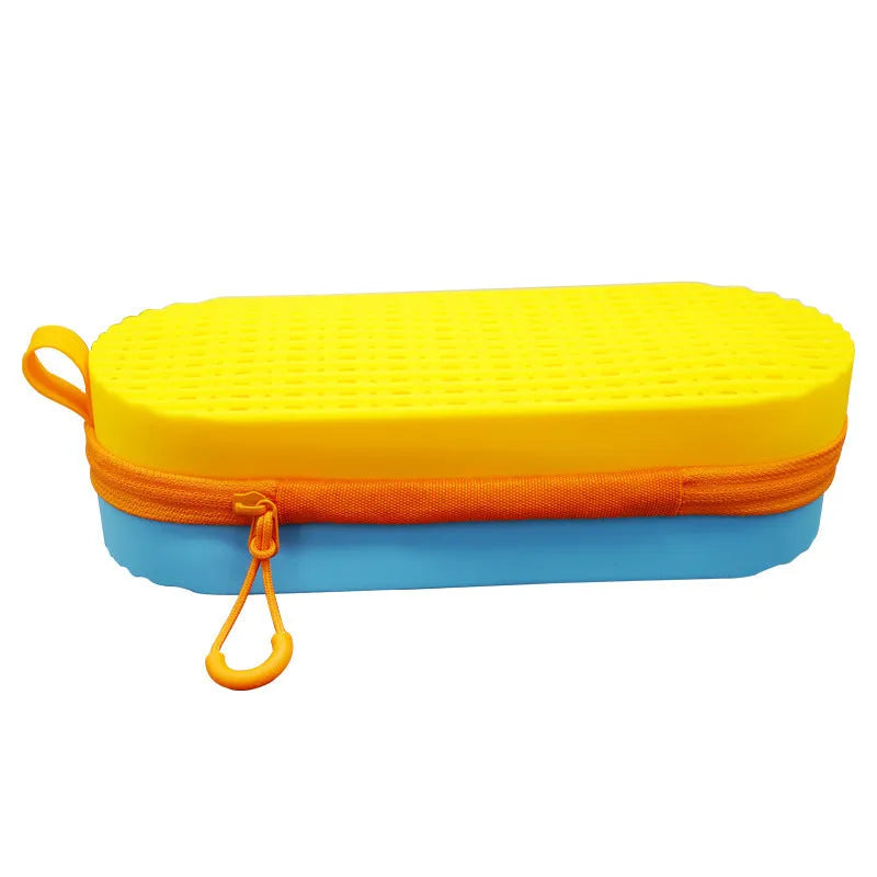 A soft silicone glasses case in a long hand shape, shown in a colour option like black or dark purple rose red.