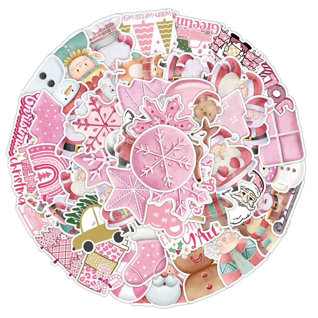 Pack of 50 cute Christmas waterproof stickers for cars, phones, laptops and guitars
