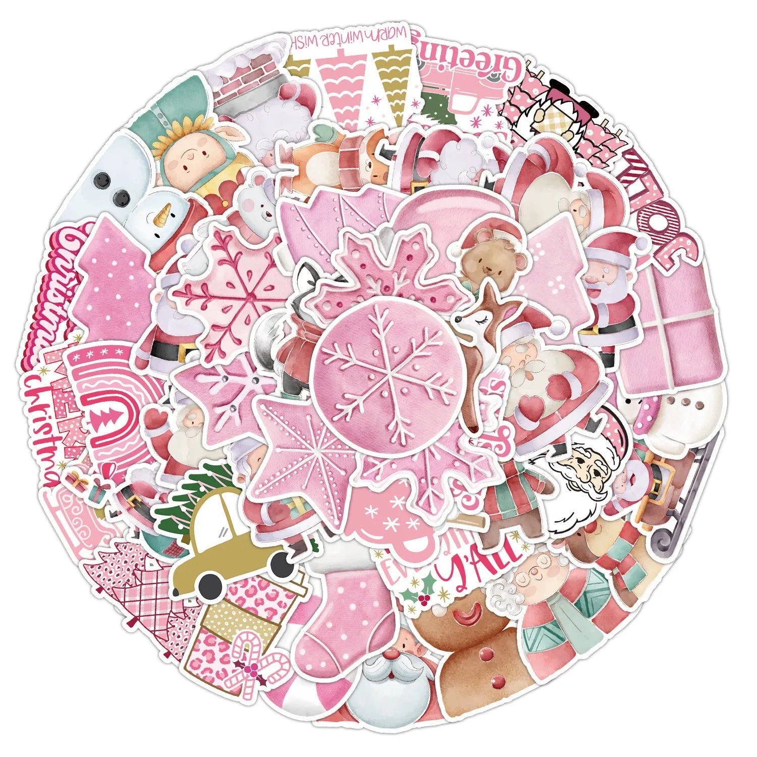 Pack of 50 cute Christmas waterproof stickers for cars, phones, laptops and guitars