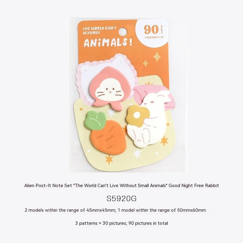 Animal shaped sticky note set with 90 pages in six colour variations