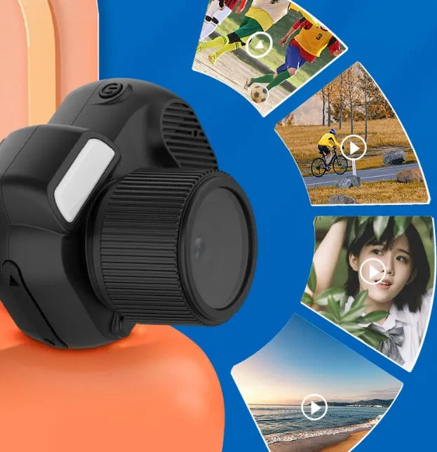 Black Y3000 HD compact outdoor sports camera with small LCD screen on front.