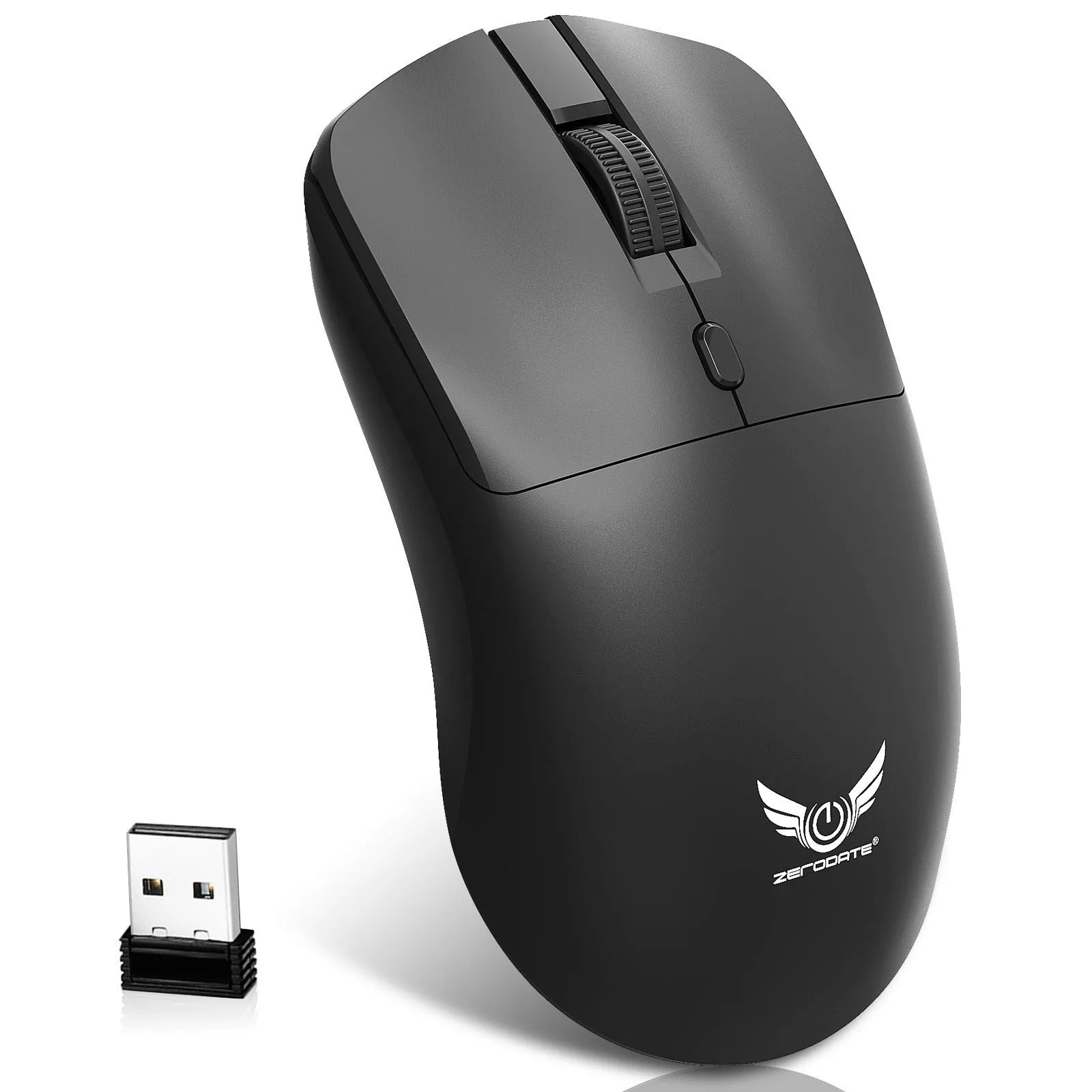Black wireless mouse with three-gear audio button, photoelectric working mode for laptops