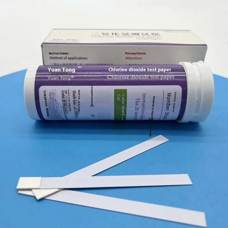 Chlorine dioxide test paper bottle with 50 pieces for water concentration detection 0-1000mg/L