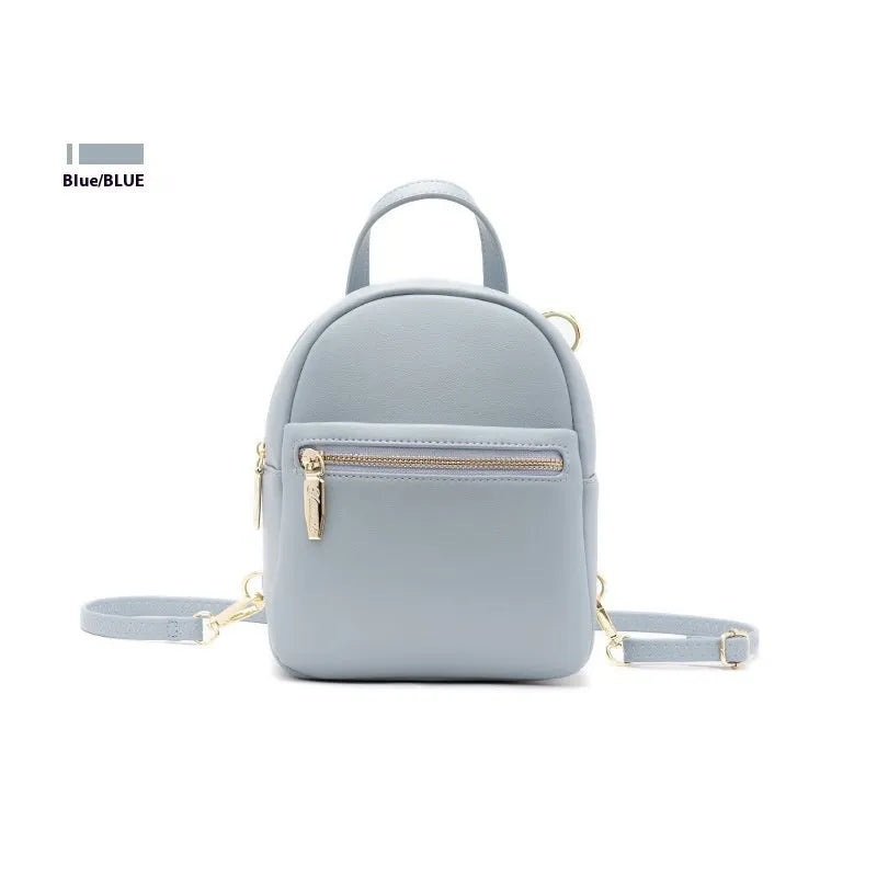 Soft PU leather mini backpack in multiple colours with 3D pockets and internal organisation compartments