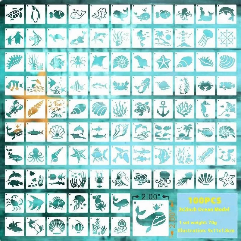 Milky white PET film spray painting templates showing flower, animal, letter, and pattern designs