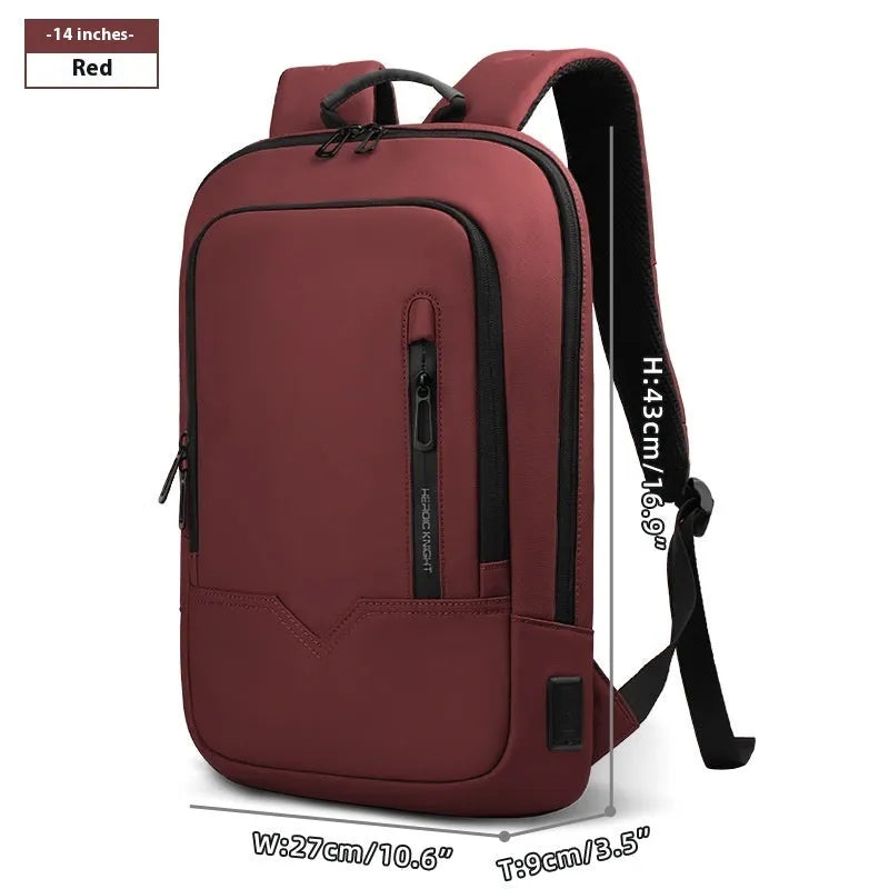 Lightweight polyester commuter backpack with USB port in olive green colour